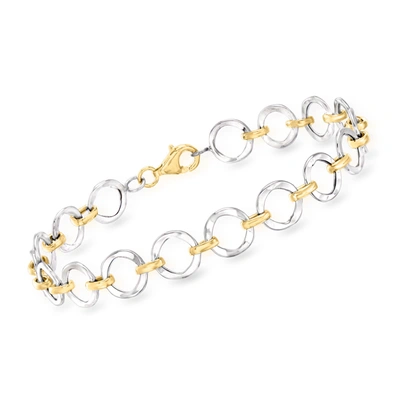 Ross-simons 14kt 2-tone Gold Circle Link Bracelet In White