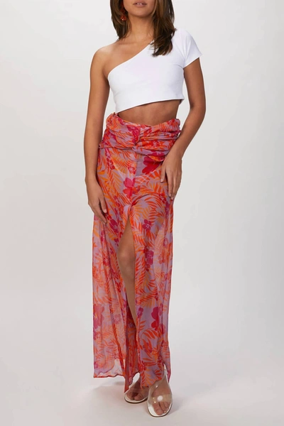Amir Slama Tropical Georgette Skirt In Caetano In Multi