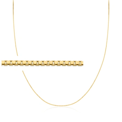Ross-simons 0.8mm 14kt Yellow Gold Adjustable Box Chain Necklace