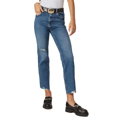 Lola Jeans Denver-dis High Rise Straight Jeans In Blue