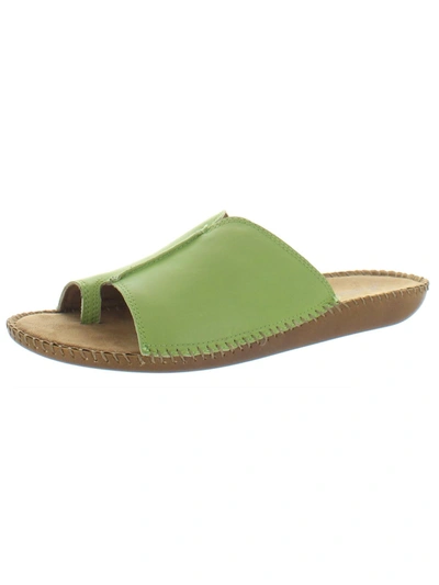 Auditions Sprint Womens Leather Slip On Slide Sandals In Green