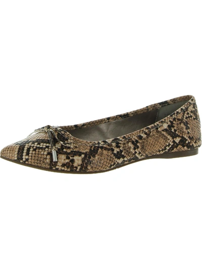 Array Zoey Womens Faux Leather Snake Print Ballet Flats In Brown