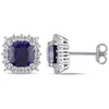 Mimi & Max 4 7/8 Ct Tgw Created Blue And White Sapphire Stud Earrings In Sterling Silver In Silver