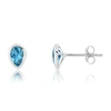 NICOLE MILLER 14K YELLOW GOLD PLATED PEAR CUT 6MM GEMSTONE BEZEL SET STUD EARRINGS WITH PUSH BACKS