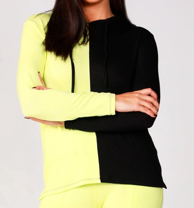 French Kyss Color Block Hoodie In Black/coral In Yellow
