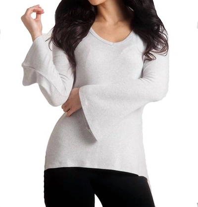 French Kyss Supersoft Bell Sleeve Top In Slate In White