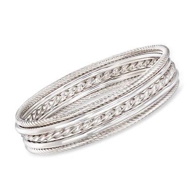 Ross-simons Sterling Silver Jewelry Set: 5 Bangle Bracelets In Multi