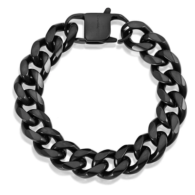 Crucible Jewelry Crucible Los Angeles Men's 14mm Stainless Steel Curb Bracelet In Black
