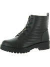 Lifestride Stormy Womens Faux Leather Platform Combat & Lace-up Boots In Black