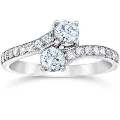 Pompeii3 1ct 2 Stone Forever Us Lab Created Diamond Engagement Ring 14k White Gold In Multi