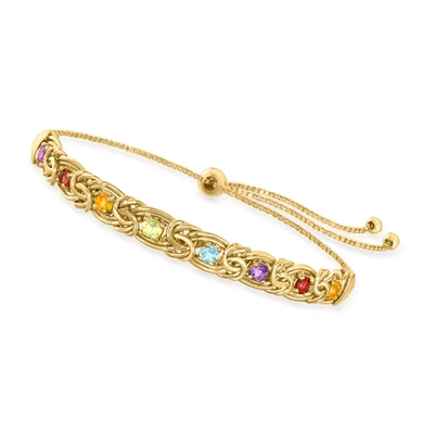 Canaria Fine Jewelry Canaria Multi-gemstone Byzantine Bolo Bracelet In 10kt Yellow Gold