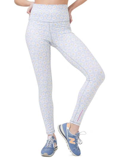 Terez Womens Daisy Print Work Out Leggings In Blue