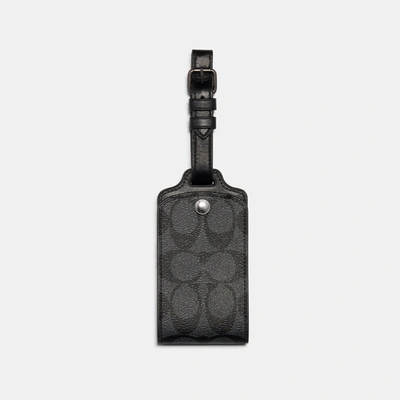 Coach Outlet Luggage Tag In Signature Canvas In Black