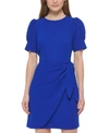 Vince Camuto Crepe Novelty Sleeve Wrap Tie Dress In Cobalt In Blue