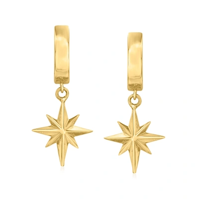 Canaria Fine Jewelry Canaria 10kt Yellow Gold North Star Hoop Drop Earrings