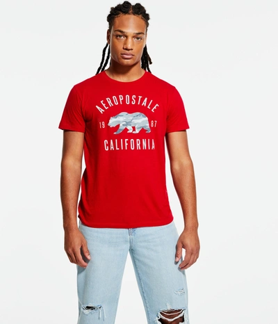 Aéropostale Mens Camo Bear Graphic Tee In Red