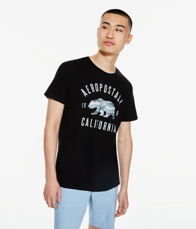 Aéropostale Mens Camo Bear Graphic Tee In Black