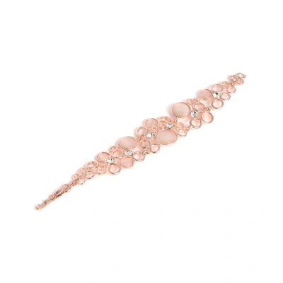Sohi Women Rose White Wraparound Interlock Bracelet In Pink