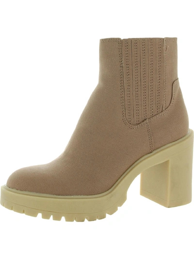 Dolce Vita Caster Womens Ankle Round Toe Chelsea Boots In Beige