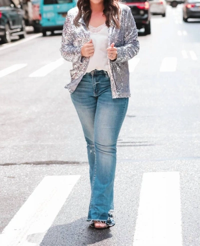 Jess Lea Sequin And The City Blazer In Silver