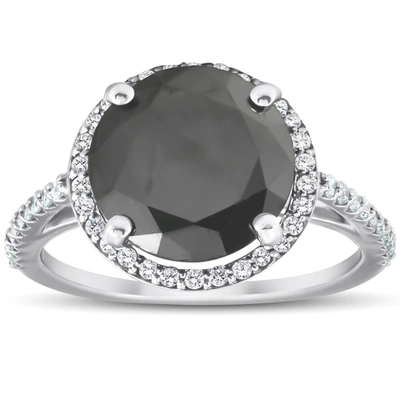 Pompeii3 3 1/3 Ct Black Diamond Halo Engagement Ring 14k White Gold In Multi
