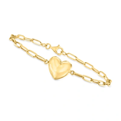 Canaria Fine Jewelry Canaria 10kt Yellow Gold Heart Paper Clip Link Bracelet