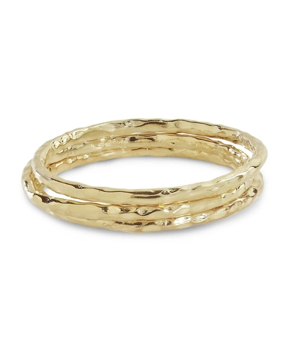 Sterling Forever Textured Triple Band Ring Set In Gold
