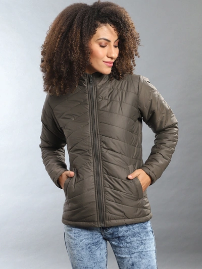Campus Sutra Women Stylish Bomber Jacket In Green