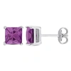 Mimi & Max 2ct Tgw Simulated Alexandrite Fashion Post Earrings Silver In Purple