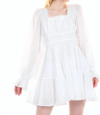 Beulahstyle Long Sleeve Mini Dress In White
