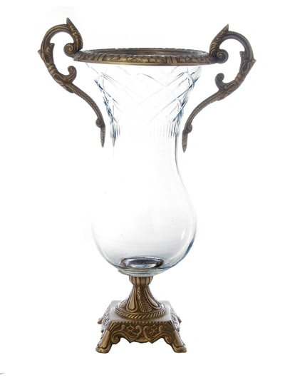Classic Touch Decor Glass And Brass Vase