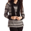 FRENCH KYSS BETHANY STRIPED SWEATER W/ SCARF IN BLACK MULTI
