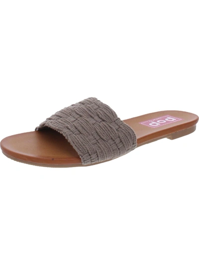 Pop Mackee Womens Woven Slip On Flat Sandals In Grey