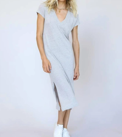 Perfectwhitetee Abbey V Neck T Shirt Dress In Heather Grey