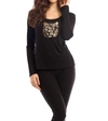 FRENCH KYSS TAYLOR LONG SLEEVE TOP IN BLKGOLD (A/S)