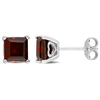 Mimi & Max 2 1/2 Ct Tgw Princess Cut Garnet Stud Earrings In Sterling Silver In Red