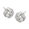 Ross-simons 14kt White Gold Textured And Polished Love Knot Stud Earrings In Silver