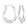 Ross-simons 14kt White Gold Tapered Hoop Earrings In Silver