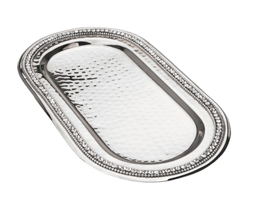 Classic Touch Decor Stainless Steel Oval Tray With Stones