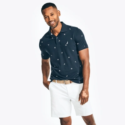 Nautica Mens Classic Fit Sailboat Printed Polo In Blue