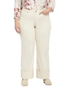 Nydj Teresa Deep Cuff Wide Leg Jeans In Beige