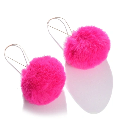 Sohi Pink Contemporary Hoop Earrings In Purple