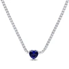Mimi & Max 18 Ct Tgw Heart Shaped Created Blue Sapphire And Created White Sapphire Tennis Necklace In Sterling  In Black