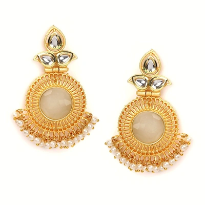 Sohi Gold-plated Kundan Stone Bali In Silver