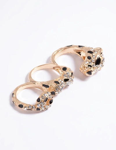 Lovisa Gold Leopard Double Finger Ring In Black