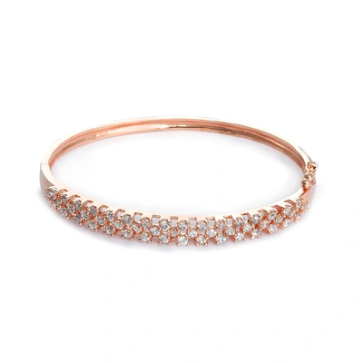 Sohi Women Rose Gold White American Diamond Rose Gold-plated Bangle-style Bracelet In Pink