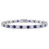Mimi & Max 14 1/4 Ct Tgw Created Blue And White Sapphire Bracelet In Sterling Silver In Multi