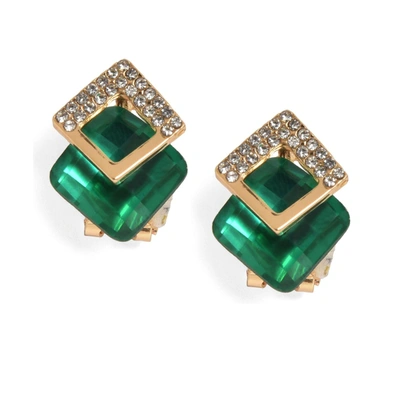 Sohi Designer Diamond Shaped Studs In Green