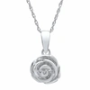 Max + Stone Sterling Silver Rose Pendant Necklace On 18 Inch Rope Chain In Silver