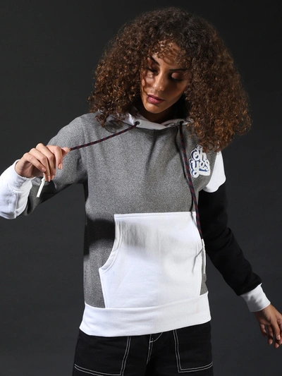 Campus Sutra Women Colorblock Stylish Casual Sweatshirts In White